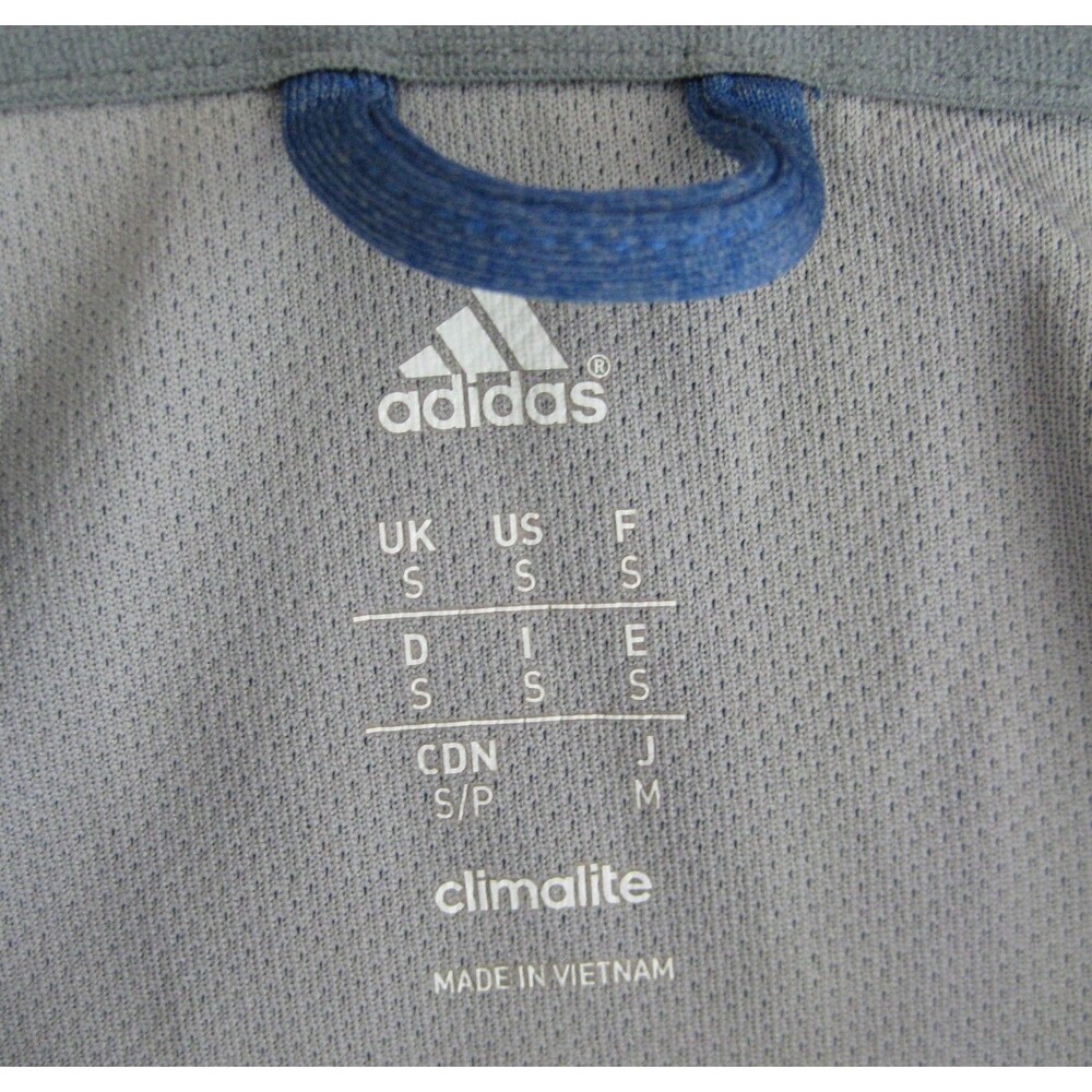Adidas 1/4 Zip Shirt Men's Small Blue Athletic Long Sleeve Logo Sports Top - Picture 3 of 4